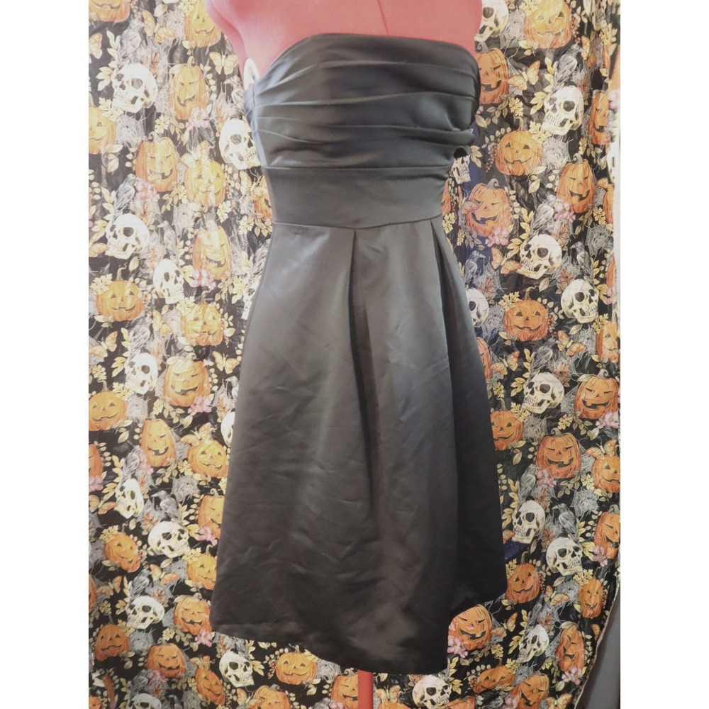 Black Strapless Dress 0 White House Black Market Womens Pleated Cocktail Satin